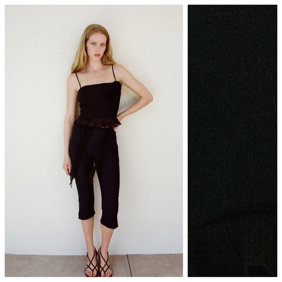 NWT. Zara Black Chiffon Raised Floral Top. Size L. - Picture 2 of 10